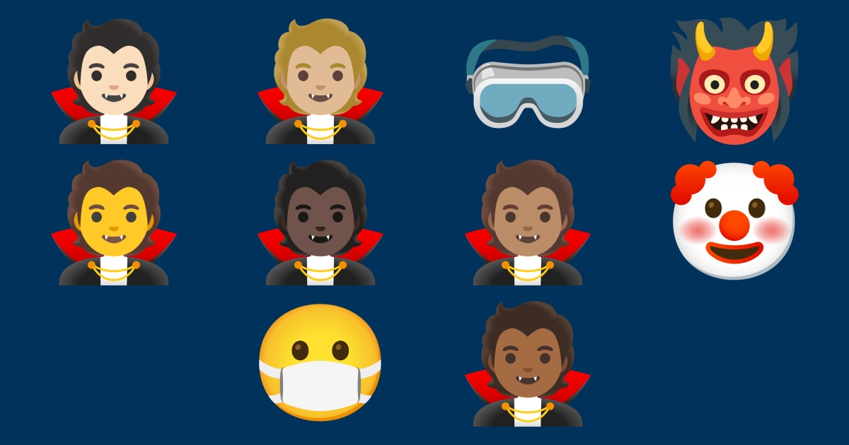 😷 Maschera Emoji 🤡 👹 🧛 🥽 🧛🏻 🧛🏼