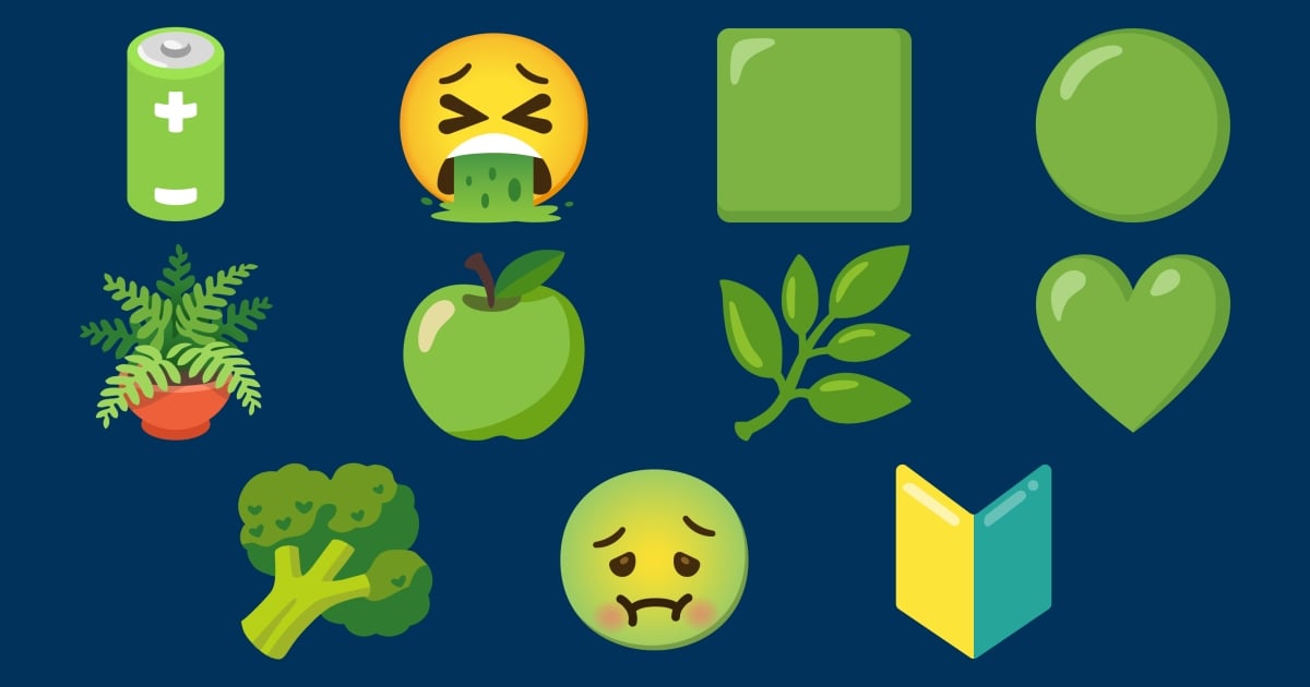 🤢 Verde Emoji 🤮 💚 🪴 🌿 🍏 🥦
