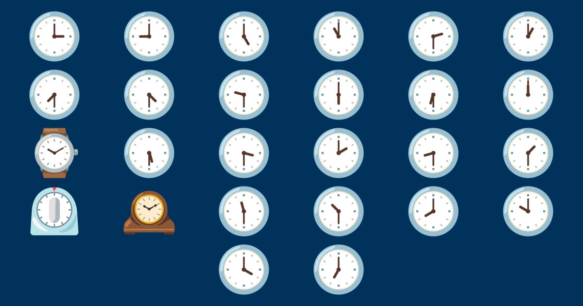 ⌚ Orologio Emoji ⏲️ 🕰️ 🕛 🕐 🕜 🕑