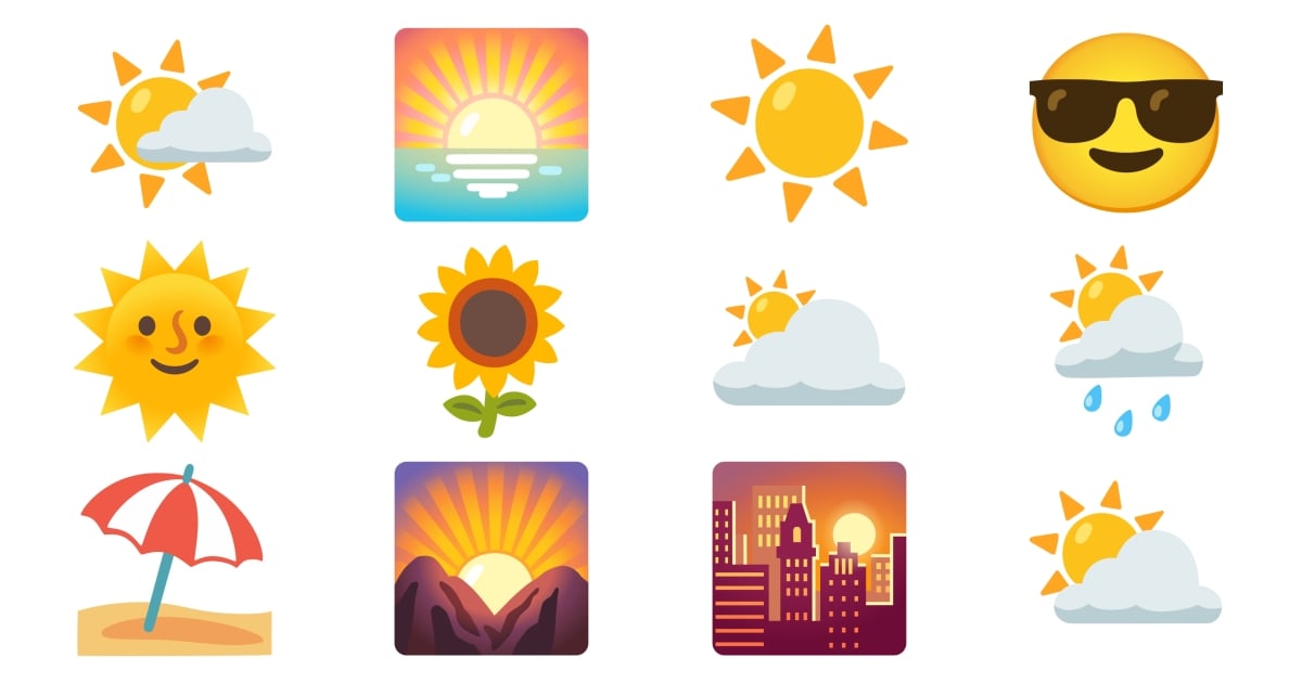 😎 Sun Emojis 🌻 🌄 🌅 🌇 ☀️ 🌞