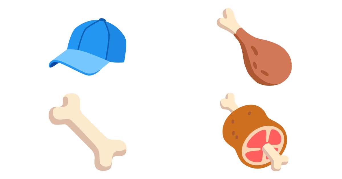 🦴 Bone Emojis 🍖 🍗 🧢