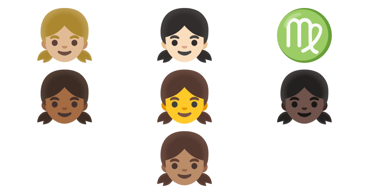 👧 Virgo Emojis ♍ 👧🏻 👧🏼 👧🏽 👧🏾 👧🏿