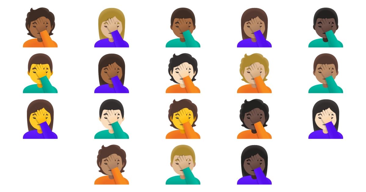 🤦 Exasperation Emojis 🤦‍♂️ 🤦‍♀️ 🤦🏻 🤦🏼 🤦🏽 🤦🏾