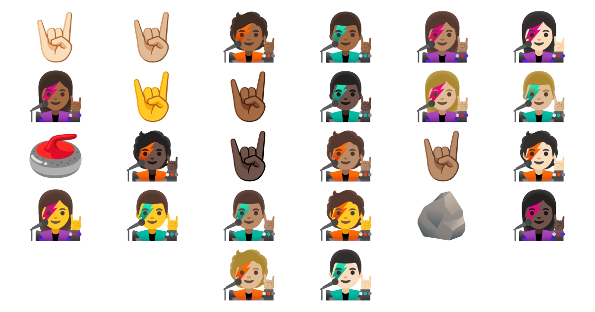 🤘 Rock Emojis 🧑‍🎤 👨‍🎤 👩‍🎤 🪨 🥌 🤘🏻