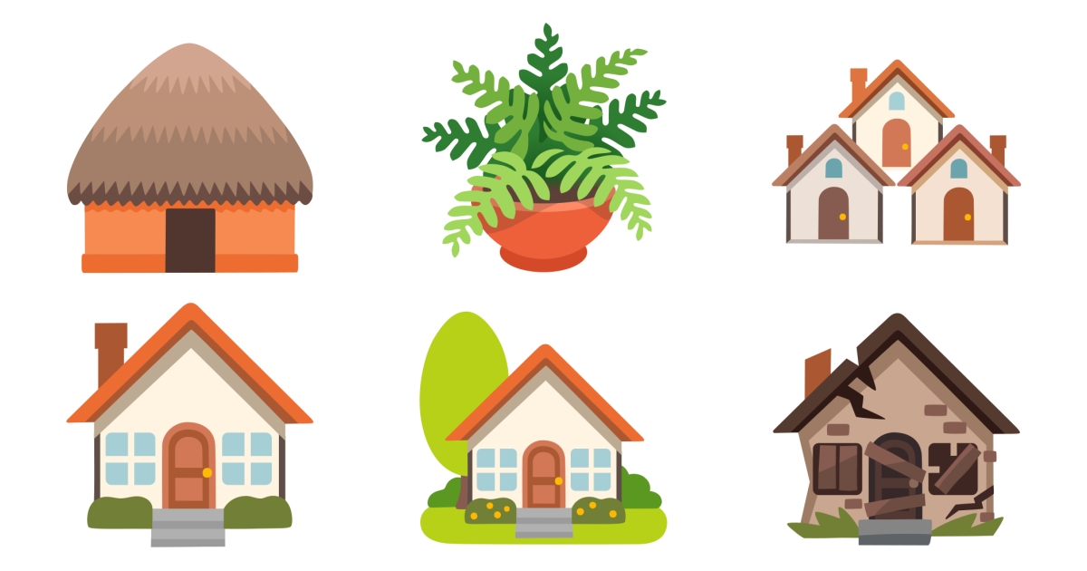 🪴 House Emojis 🛖 🏘️ 🏚️ 🏠 🏡
