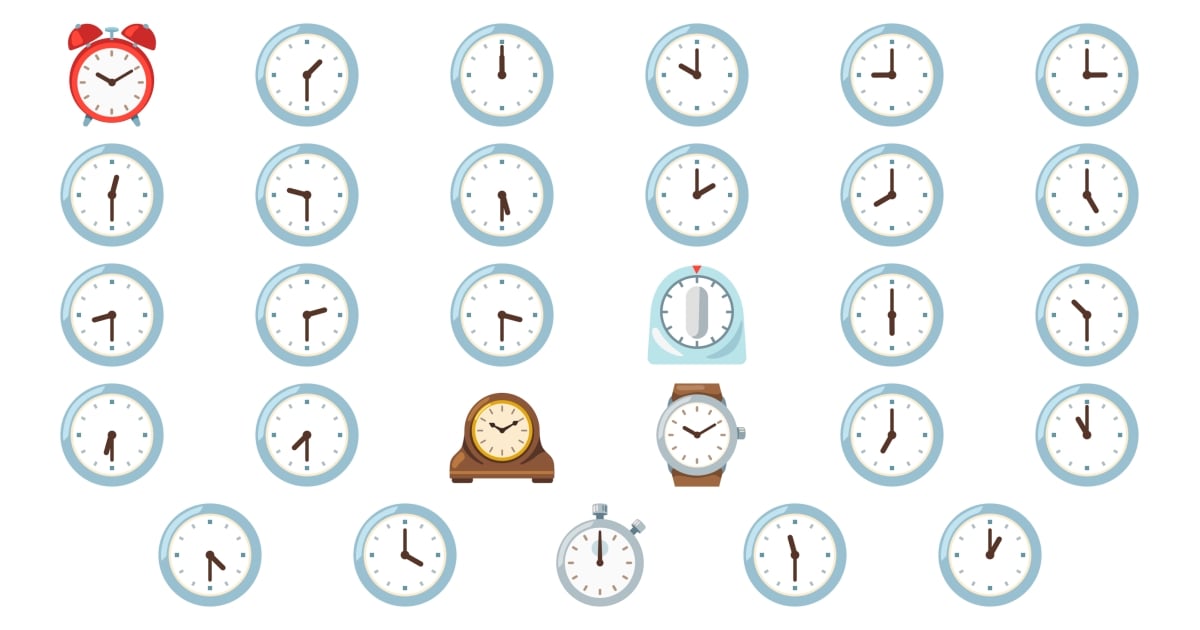 ⌚ Clock Emojis ⏰ ⏱️ ⏲️ 🕰️ 🕛 🕧
