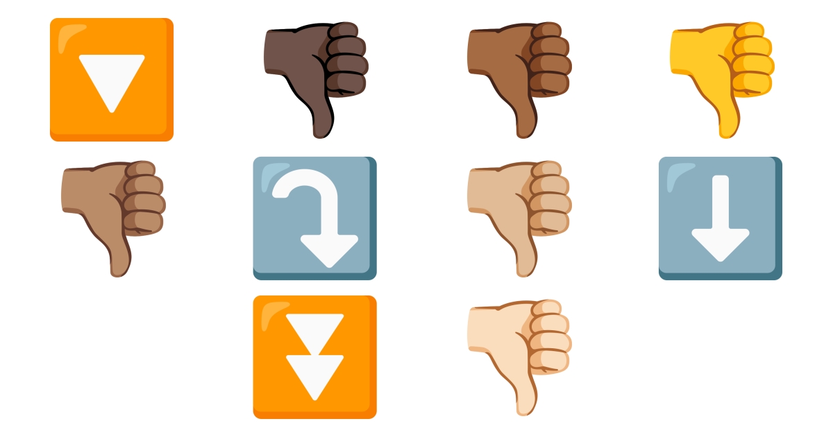 👎 nach unten Emojis ⬇️ ⤵️ 🔽 ⏬ 👎🏻 👎🏼