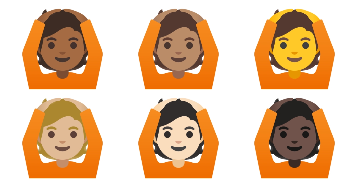 🙆 Person mit Händen auf dem Kopf Emojis 🙆🏻 🙆🏼 🙆🏽 🙆🏾 🙆🏿