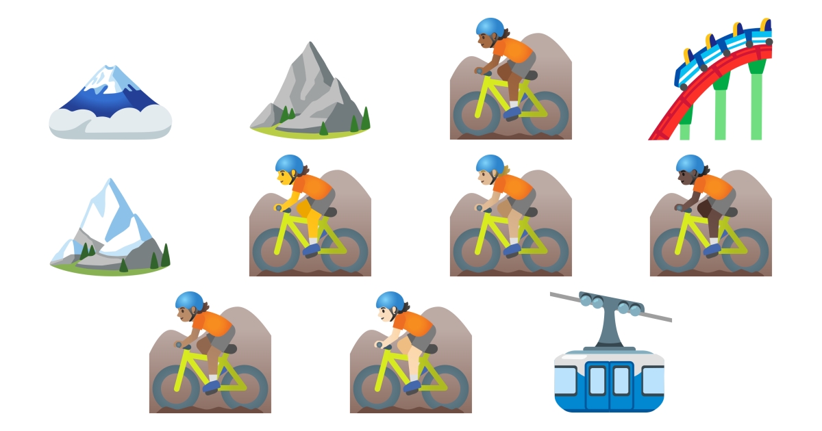 🚵 Montagne Emojis 🏔️ ⛰️ 🗻 🎢 🚠 🚵🏻