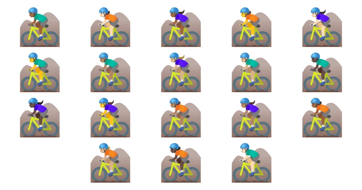🚵 Mountain Bike Emoji 🚵‍♂️ 🚵‍♀️ 🚵🏻 🚵🏼 🚵🏽 🚵🏾