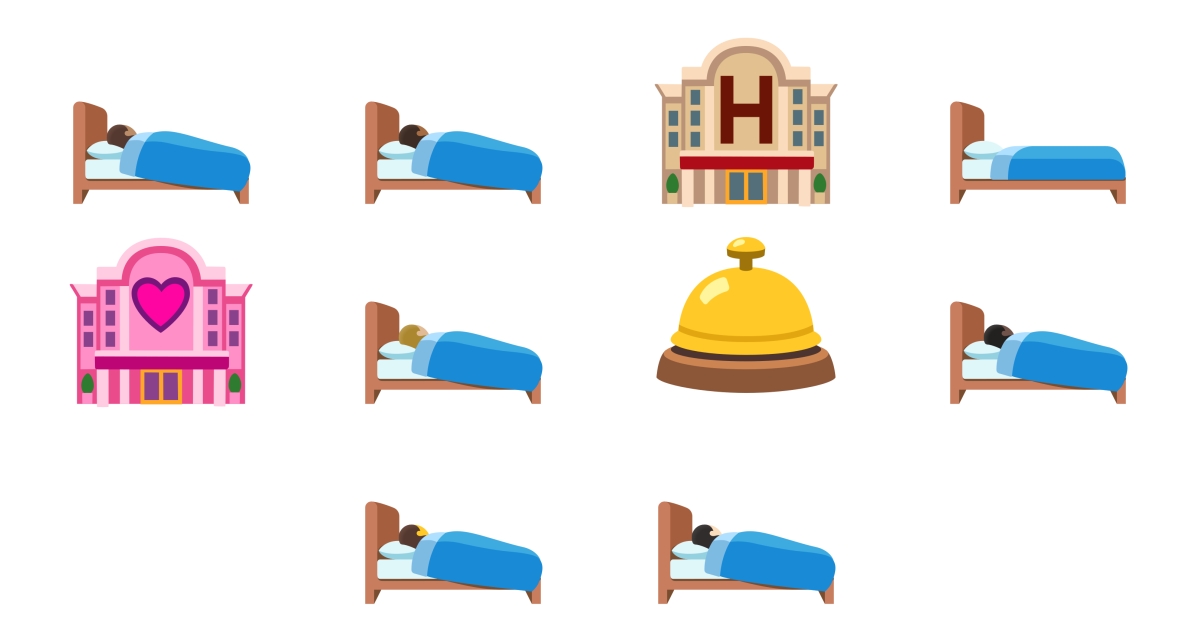 🛌 Hotel Emoji 🏨 🏩 🛎️ 🛏️ 🛌🏻 🛌🏼