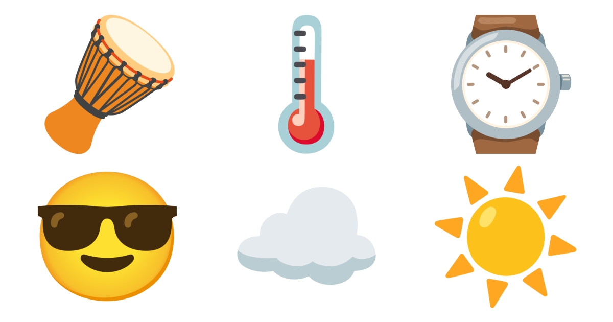 😎 Tempo Emoji ⌚ 🌡️ ☀️ ☁️ 🪘