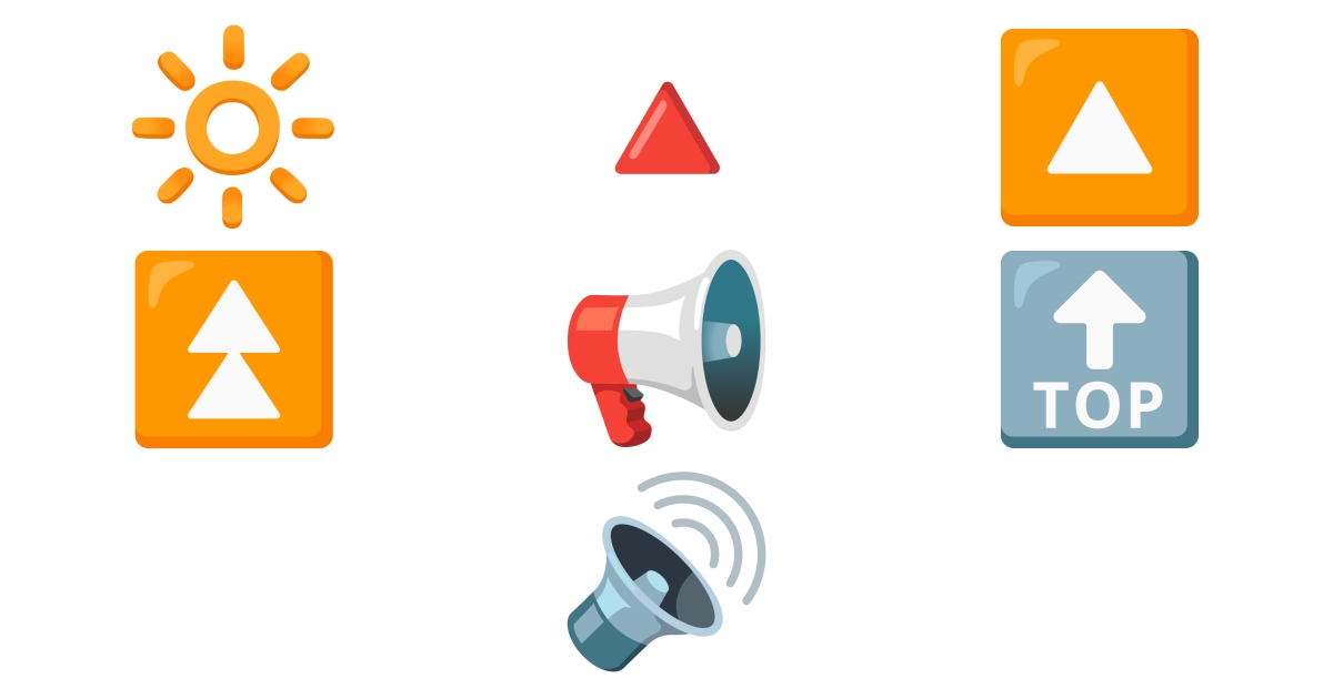 🔊 Alto Emoji 📢 🔝 🔼 ⏫ 🔆 🔺