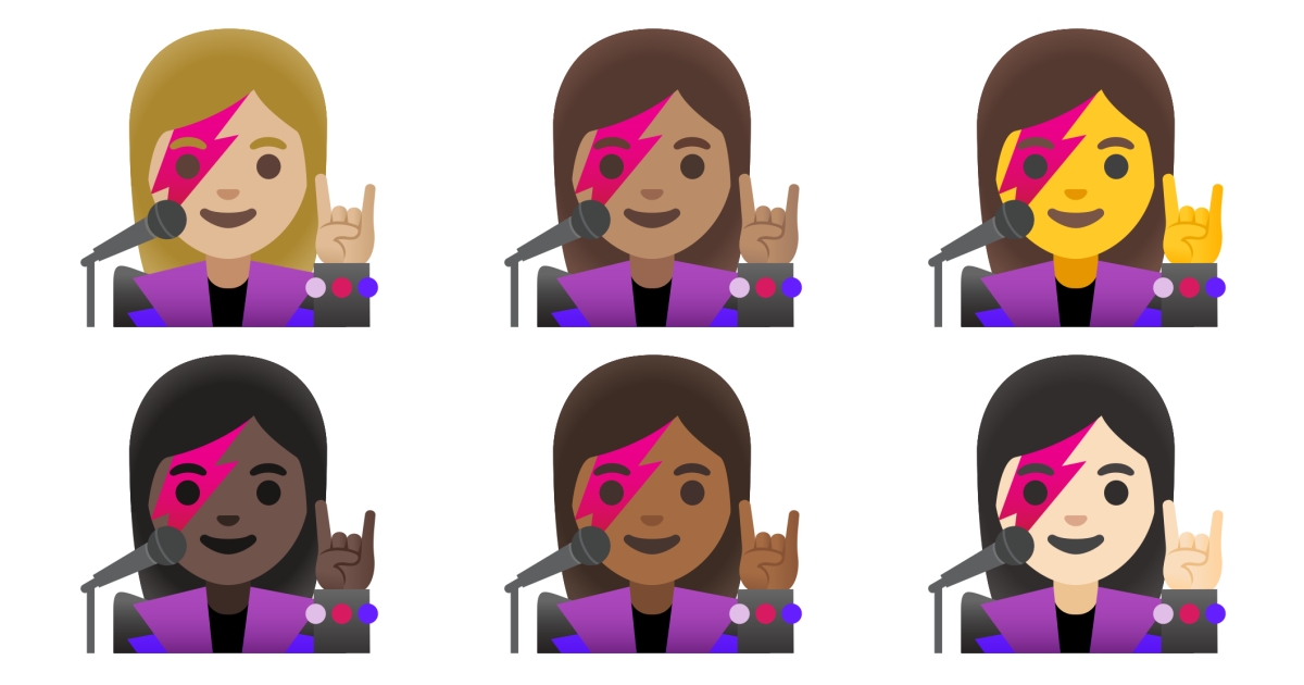 👩‍🎤 Cantora Emojis 👩🏻‍🎤 👩🏼‍🎤 👩🏽‍🎤 👩🏾‍🎤 👩🏿‍🎤