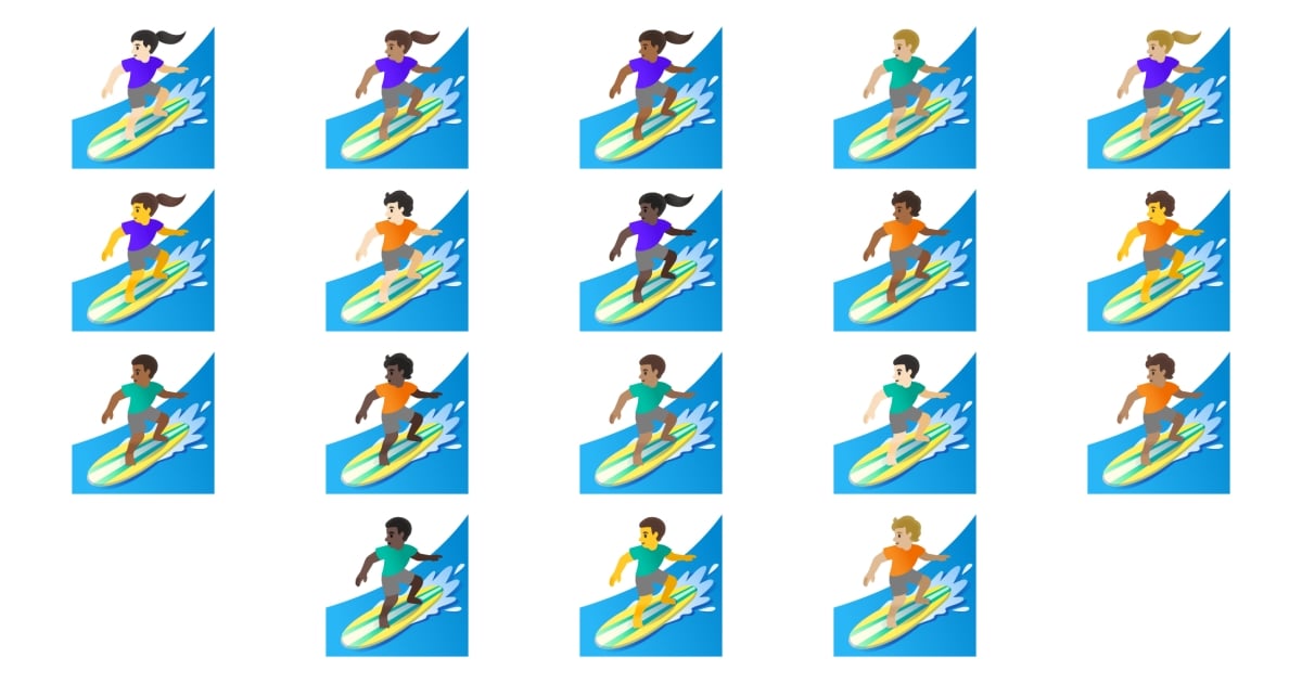 🏄 Surf Emojis 🏄‍♂️ 🏄‍♀️ 🏄🏻 🏄🏼 🏄🏽 🏄🏾