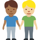 👨🏾🤝👨🏼 Deux Hommes Se Tenant La Main : Peau Mate Et Peau Moyennement Claire; Twitter v12.0
