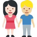 👩🏻🤝👨🏼 Femme Et Homme Se Tenant La Main : Peau Claire Et Peau Moyennement Claire; Twitter v12.0