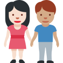 👩🏻🤝👨🏽 Mujer Y Hombre De La Mano: Tono De Piel Claro Y Tono De Piel Medio; Twitter v12.0