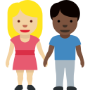 👩🏼🤝👨🏿 Femme Et Homme Se Tenant La Main : Peau Moyennement Claire Et Peau Foncée; Twitter v12.0