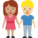 👩🏽🤝👨🏼 Femme Et Homme Se Tenant La Main : Peau Légèrement Mate Et Peau Moyennement Claire; Twitter v12.0
