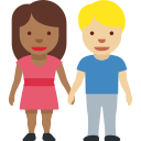 👩🏾🤝👨🏼 Mujer Y Hombre De La Mano: Tono De Piel Oscuro Medio Y Tono De Piel Claro Medio; Twitter v12.0