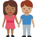 ๐ฉ๐พโ๐คโ๐จ๐ฝ Woman And Man Holding Hands: Medium-dark Skin Tone, Medium Skin Tone; Twitter v12.0