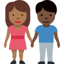 👩🏾🤝👨🏿 Femme Et Homme Se Tenant La Main : Peau Mate Et Peau Foncée; Twitter v12.0