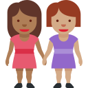 👩🏾🤝👩🏽 Deux Femmes Se Tenant La Main : Peau Mate Et Peau Légèrement Mate; Twitter v12.0