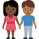 👩🏿🤝👨🏾 Homem E Mulher De Mãos Dadas: Pele Escura E Pele Morena Escura; Twitter v12.0