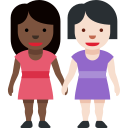 👩🏿🤝👩🏻 Deux Femmes Se Tenant La Main : Peau Foncée Et Peau Claire; Twitter v12.0