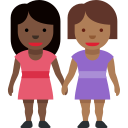 👩🏿🤝👩🏾 Duas Mulheres De Mãos Dadas: Pele Escura E Pele Morena Escura; Twitter v12.0
