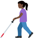 👩🏿🦯 Femme Avec Canne Blanche : Peau Foncée; Twitter v12.0