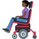 👩🏿🦼 Mulher Em Cadeira De Rodas Motorizada: Pele Escura; Twitter v12.0