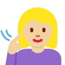 🧏🏼♀️ Femme Sourde : Peau Moyennement Claire; Twitter v12.0