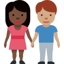 🧑🏿🤝🧑🏽 sich an den Händen haltende Personen: dunkle Hautfarbe, mittlere Hautfarbe; Twitter v12.0