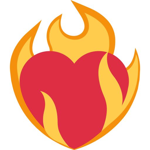delinear o ícone de coração ardente. silhueta de coração com fogo